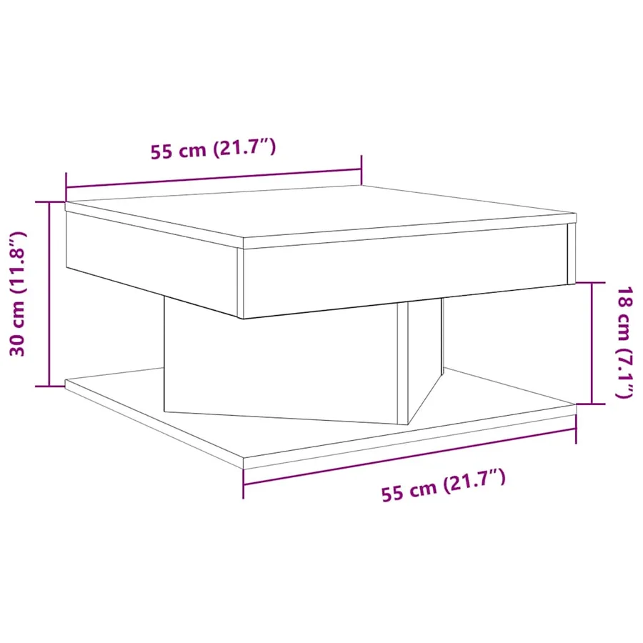 Table basse chêne artisanal 55x55x30 cm bois d'ingénierie - 9