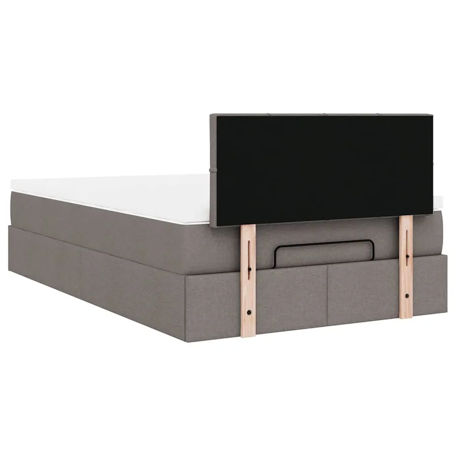 Cadre de lit ottoman avec matelas taupe 120x200 cm tissu - 12