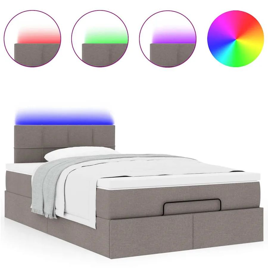 Cadre de lit ottoman avec matelas taupe 120x200 cm tissu - 5