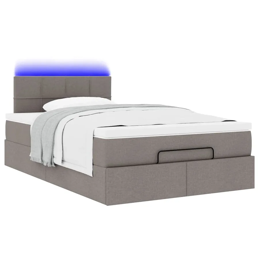 Cadre de lit ottoman avec matelas taupe 120x200 cm tissu - 6