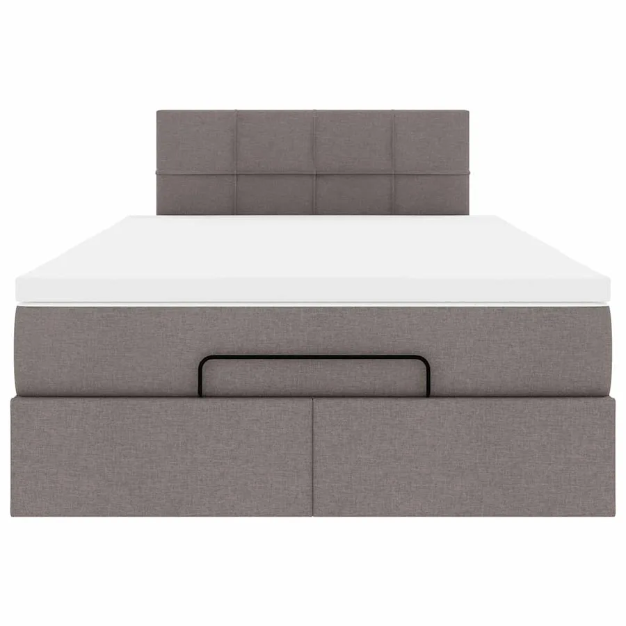 Cadre de lit ottoman avec matelas taupe 120x200 cm tissu - 8