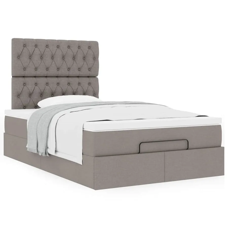 Cadre de lit ottoman avec matelas taupe 120x200 cm tissu - 4