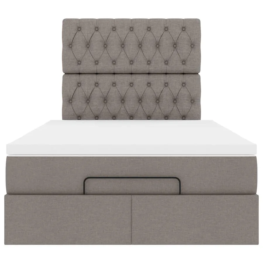 Cadre de lit ottoman avec matelas taupe 120x200 cm tissu - 7