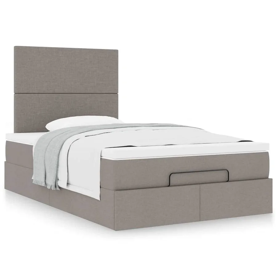 Cadre de lit ottoman avec matelas taupe 120x200 cm tissu - 4