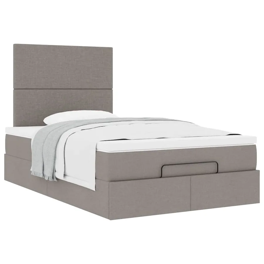 Cadre de lit ottoman avec matelas taupe 120x200 cm tissu - 5