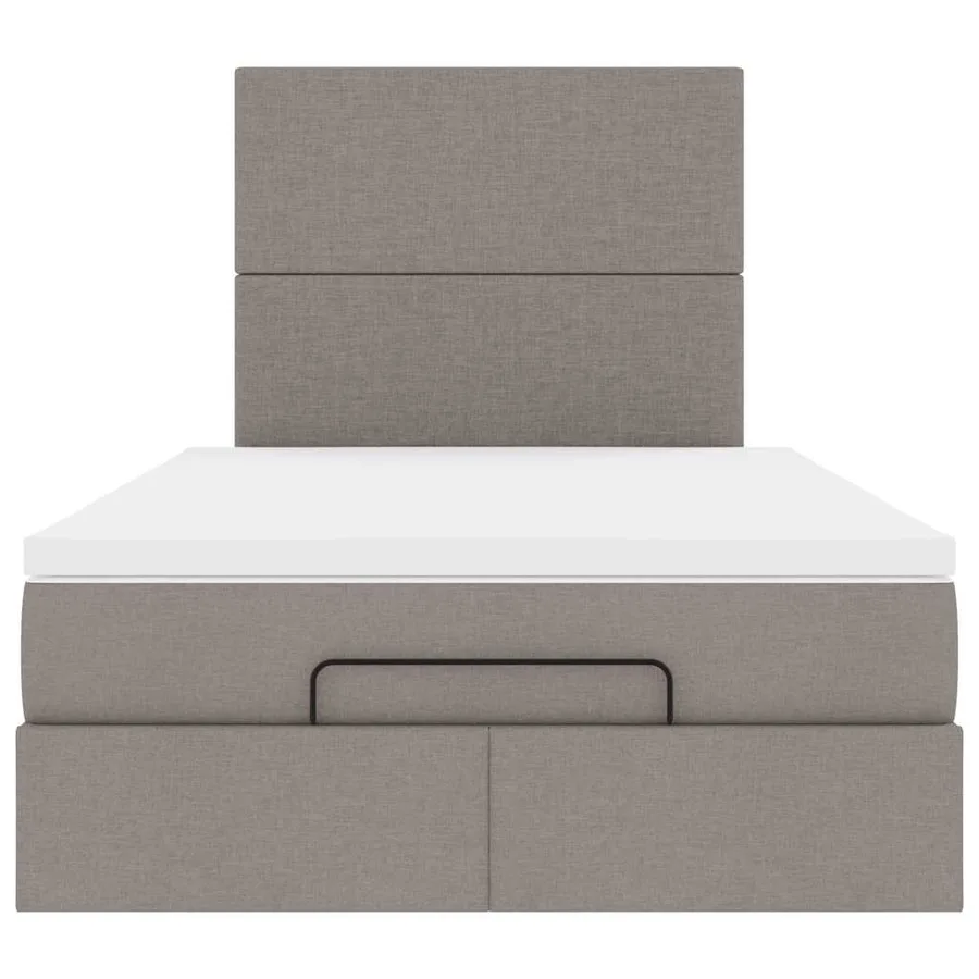 Cadre de lit ottoman avec matelas taupe 120x200 cm tissu - 7