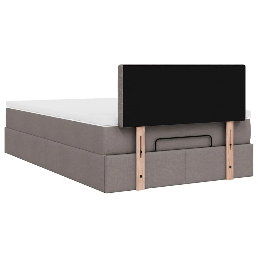 Cadre de lit ottoman avec matelas taupe 120x200 cm tissu - 11