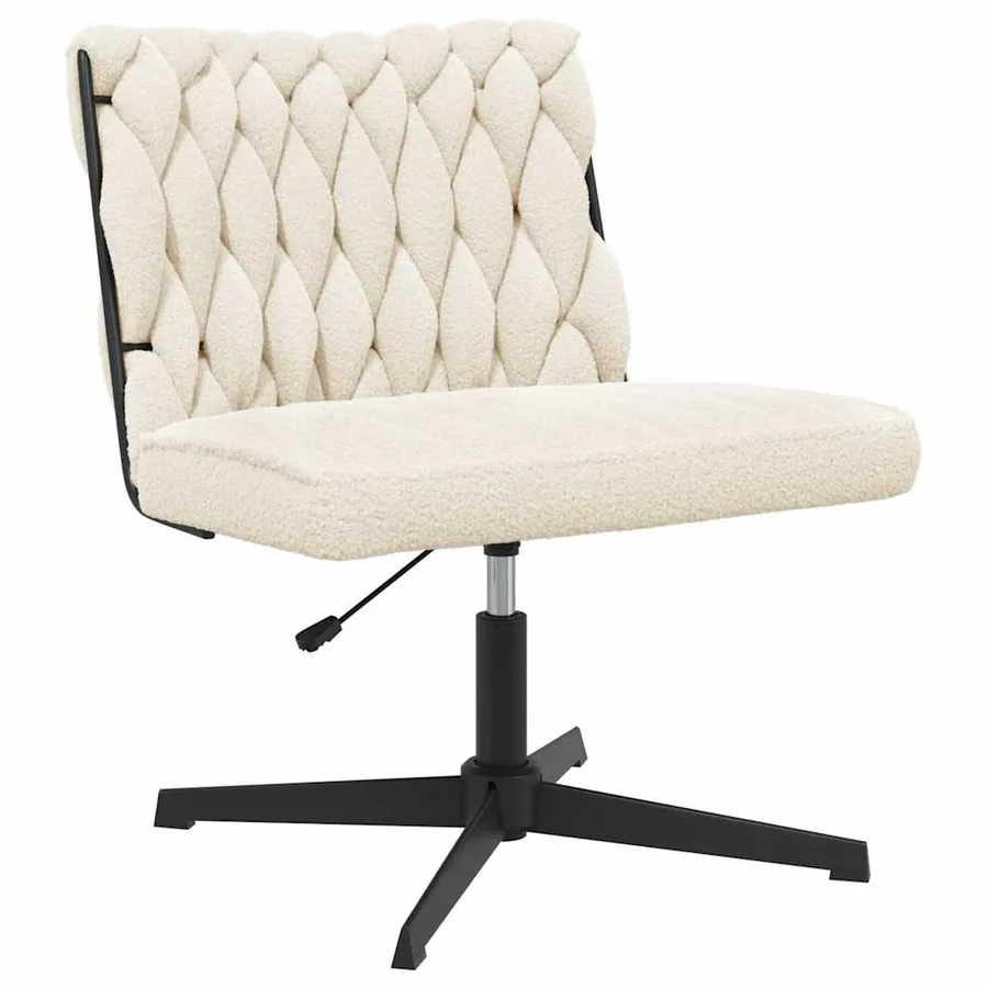 Chaise pivotante de bureau crème bouclé comme de la laine tissu - 2