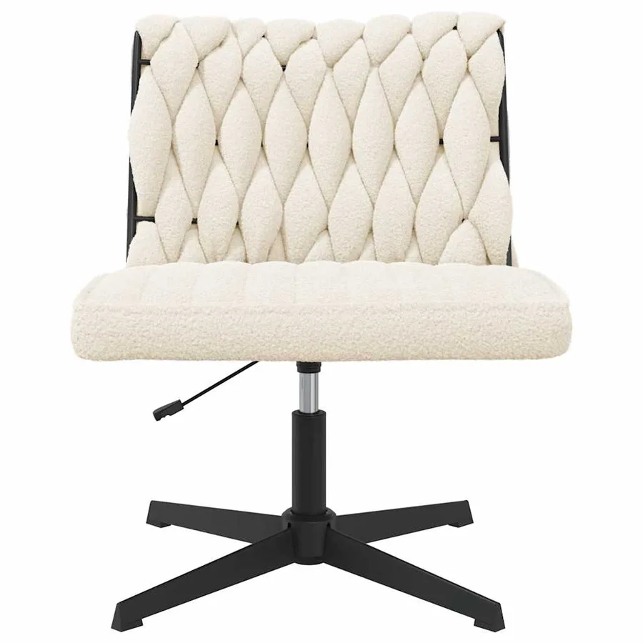 Chaise pivotante de bureau crème bouclé comme de la laine tissu - 4
