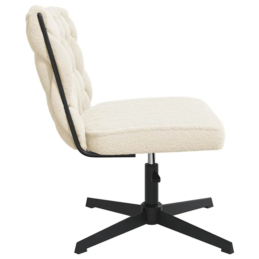 Chaise pivotante de bureau crème bouclé comme de la laine tissu - 5