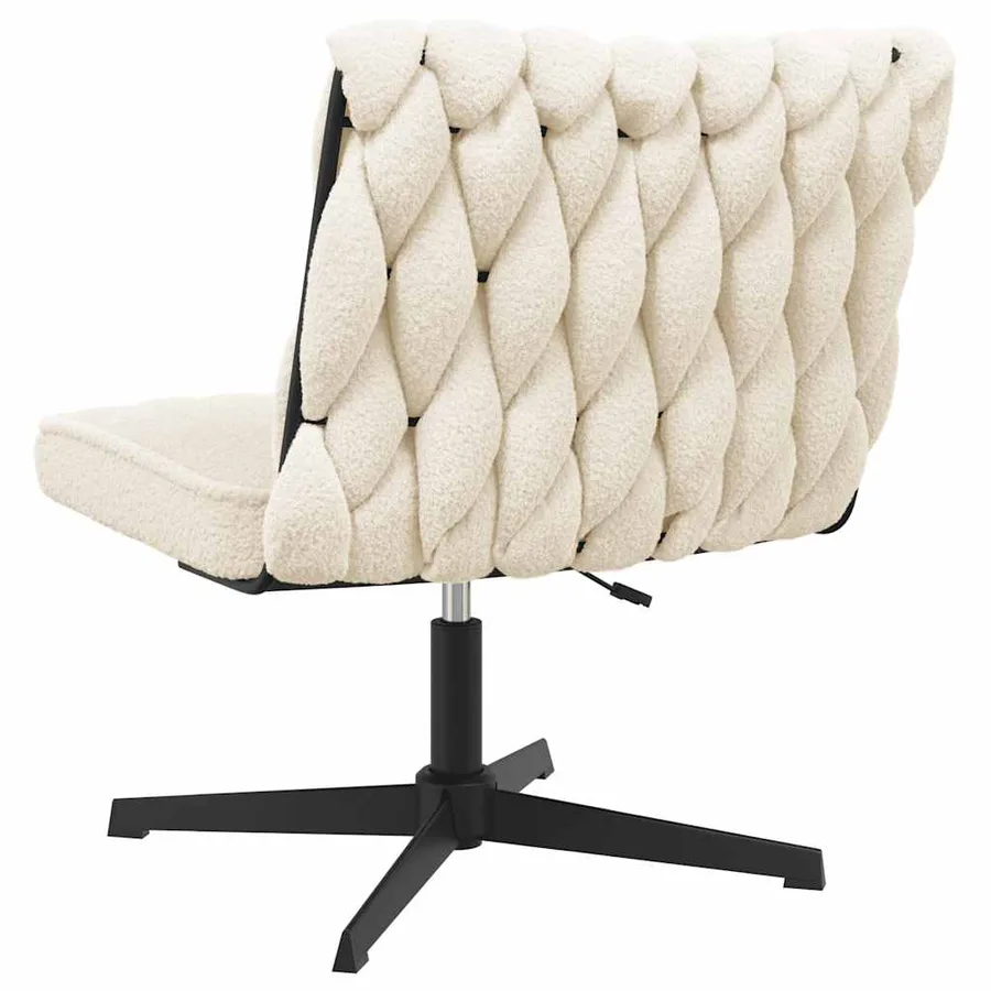 Chaise pivotante de bureau crème bouclé comme de la laine tissu - 6