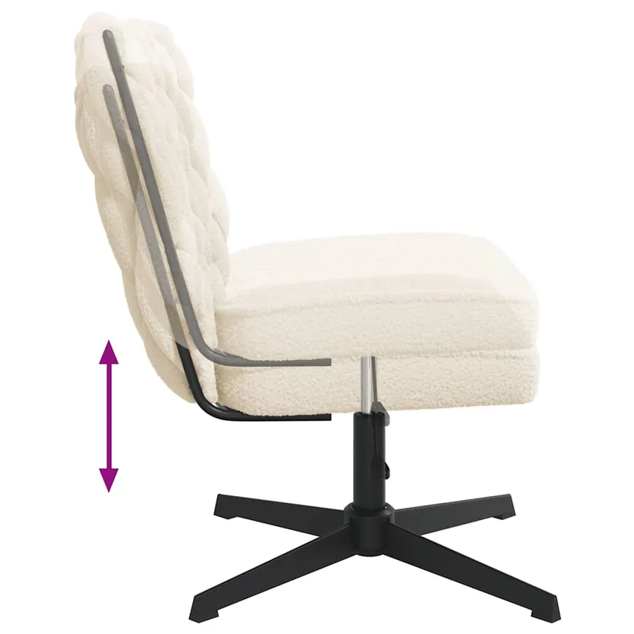 Chaise pivotante de bureau crème bouclé comme de la laine tissu - 7