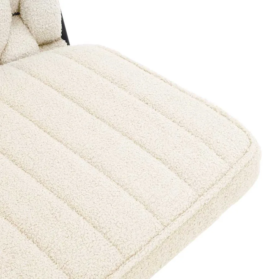 Chaise pivotante de bureau crème bouclé comme de la laine tissu - 8