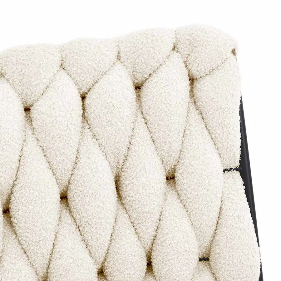 Chaise pivotante de bureau crème bouclé comme de la laine tissu - 9