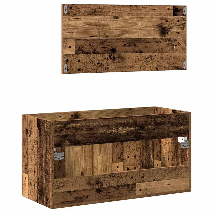 Armoire de salle de bain et miroir vieux bois bois d'ingénierie - 6