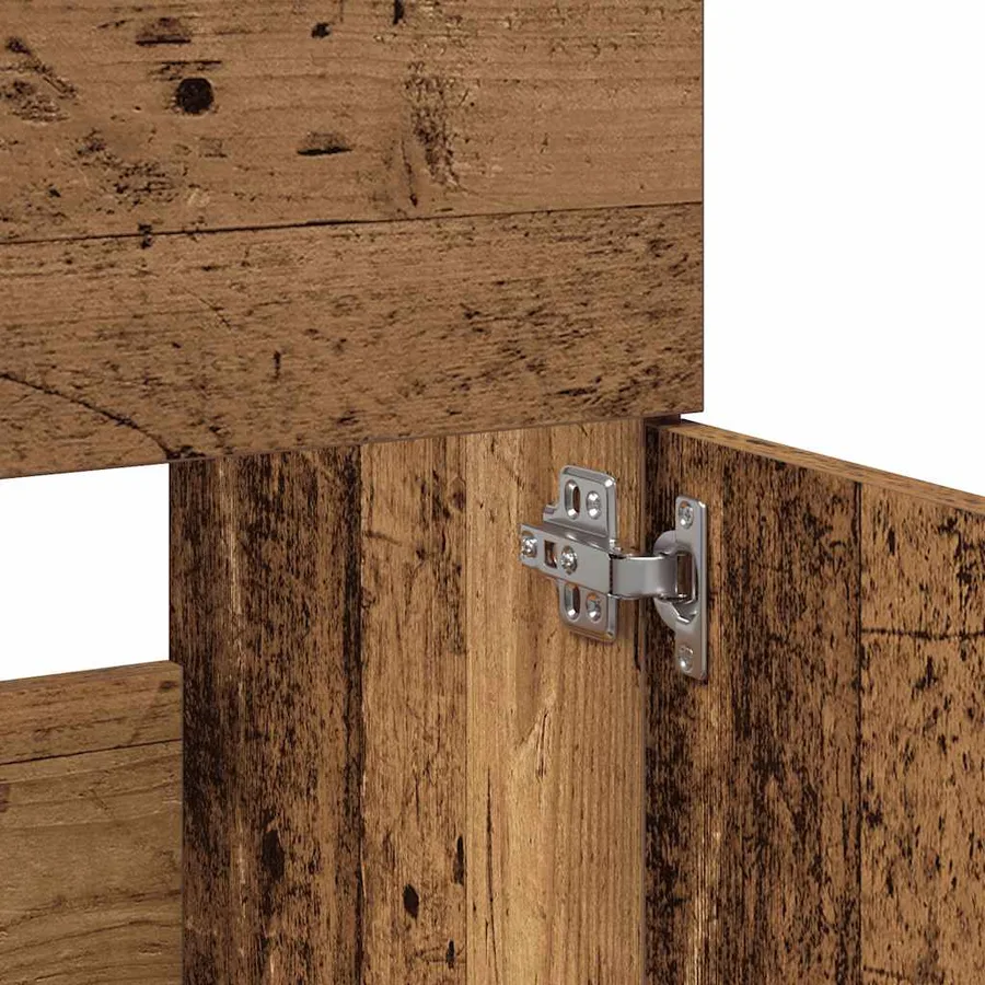 Armoire de salle de bain et miroir vieux bois bois d'ingénierie - 8