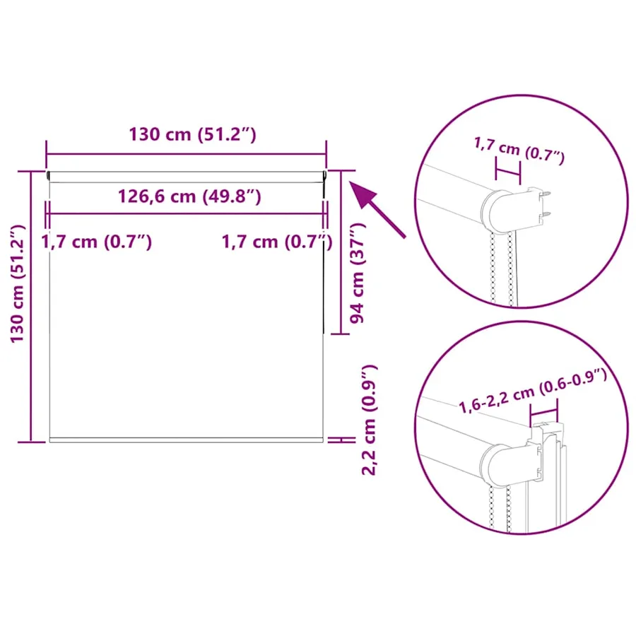 Store enrouleur occultant café 130x130cm largeur du tissu - 18