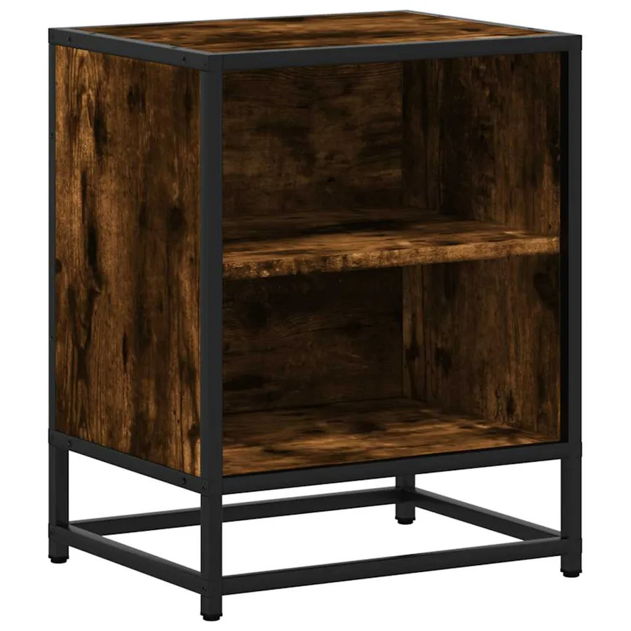 Tables de chevet 2 pcs chêne fumé bois d'ingénierie et métal - 6