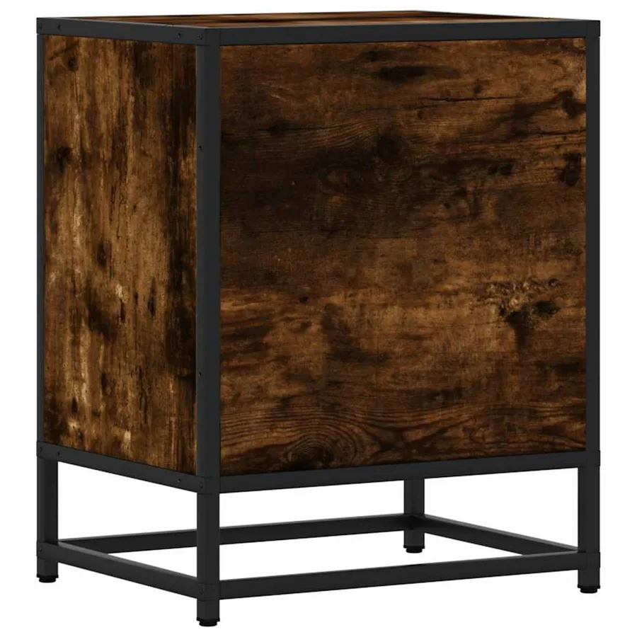 Tables de chevet 2 pcs chêne fumé bois d'ingénierie et métal - 8