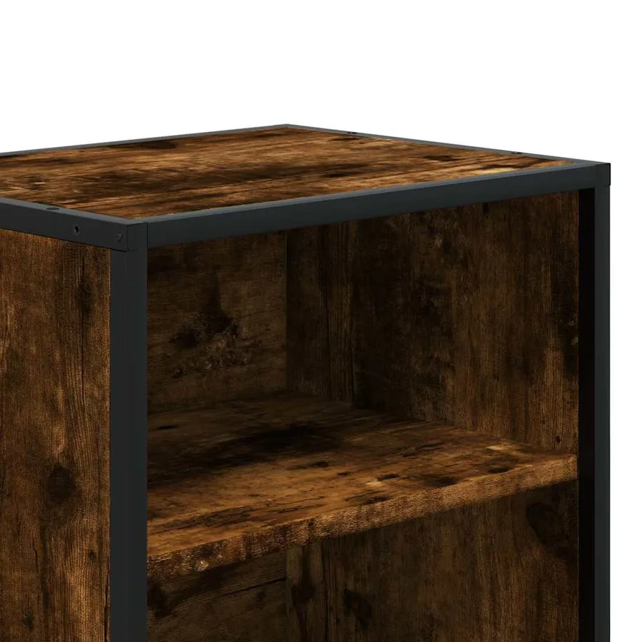 Tables de chevet 2 pcs chêne fumé bois d'ingénierie et métal - 9