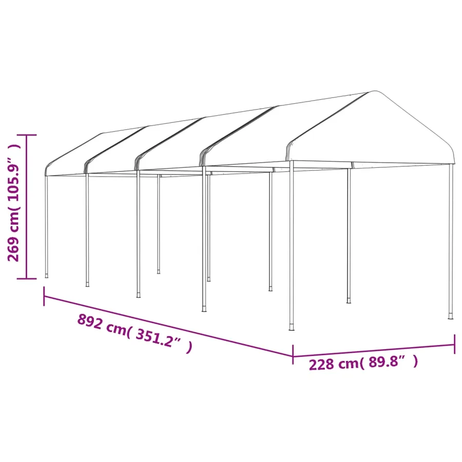 Belvédère avec toit blanc 8,92x2,28x2,69 m polyéthylène - 5