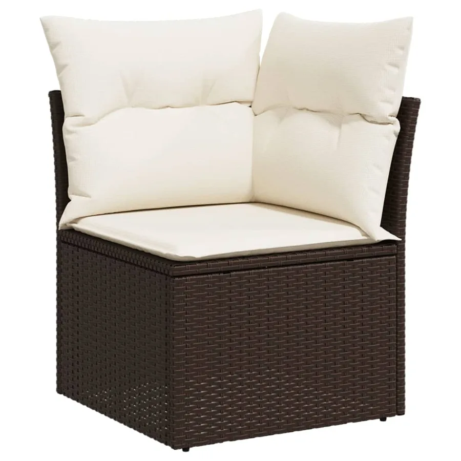 Salon de jardin 8 pcs avec coussins marron résine tressée - 5
