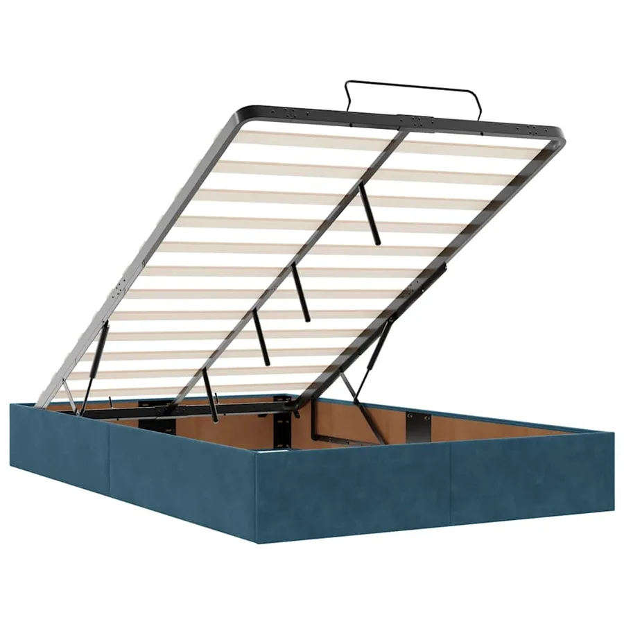 Cadre de lit ottoman avec matelas bleu foncé 120x200 cm velours - 10