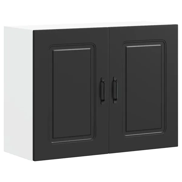 Armoire murale de cuisine Kalmar noir bois d'ingénierie