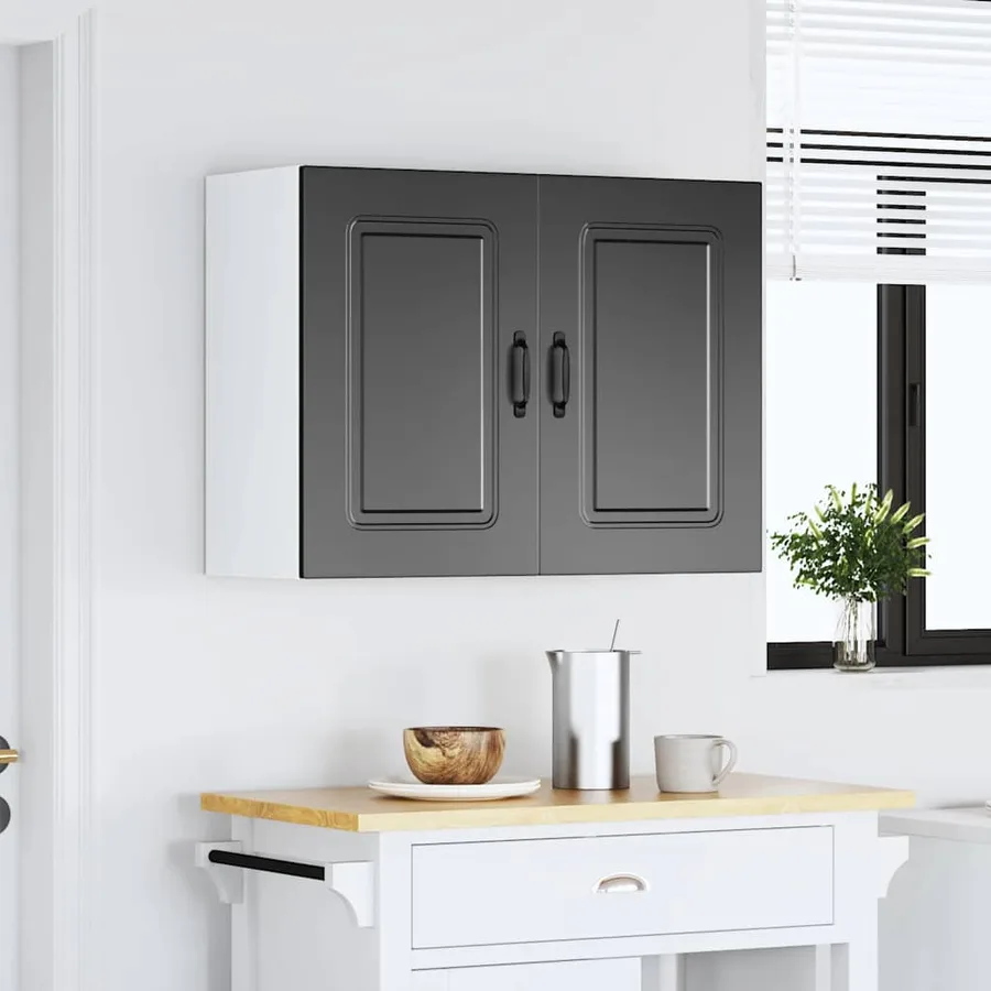 Armoire murale de cuisine Kalmar noir bois d'ingénierie - 2