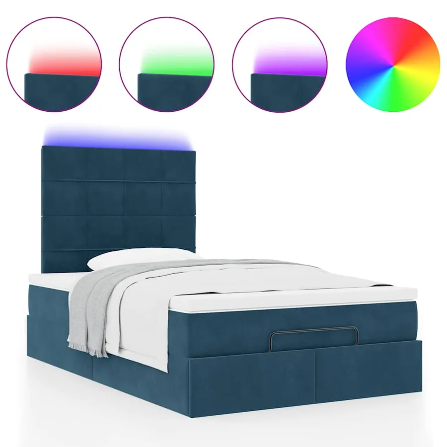 Cadre de lit ottoman avec matelas bleu foncé 120x200 cm velours - 5
