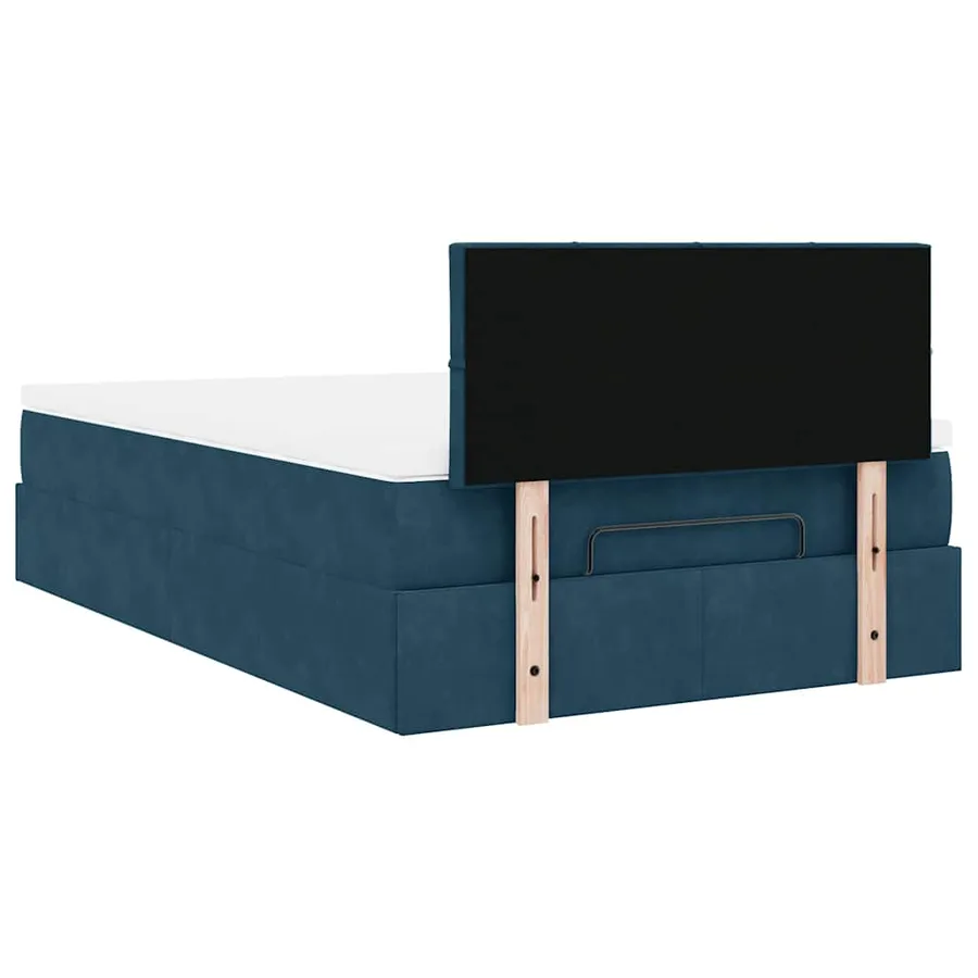 Cadre de lit ottoman avec matelas bleu foncé 120x200 cm velours - 10
