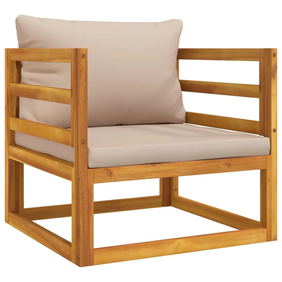 Salon de jardin 6 pcs avec coussins taupe bois massif - 6