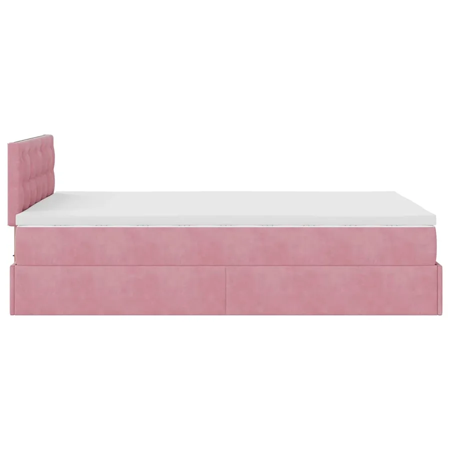 Cadre de lit ottoman avec matelas rose 120x200 cm velours - 10