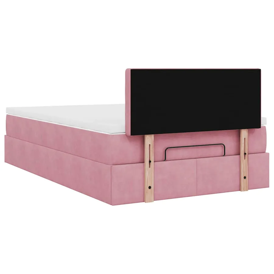 Cadre de lit ottoman avec matelas rose 120x200 cm velours - 11