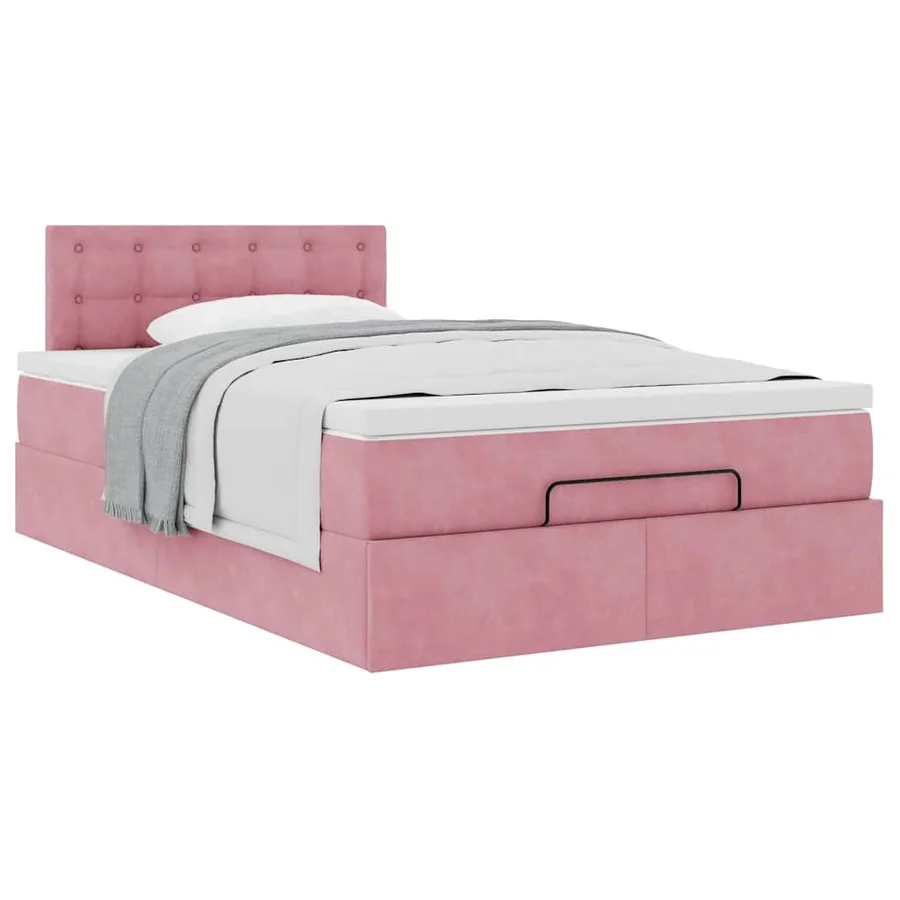 Cadre de lit ottoman avec matelas rose 120x200 cm velours - 5