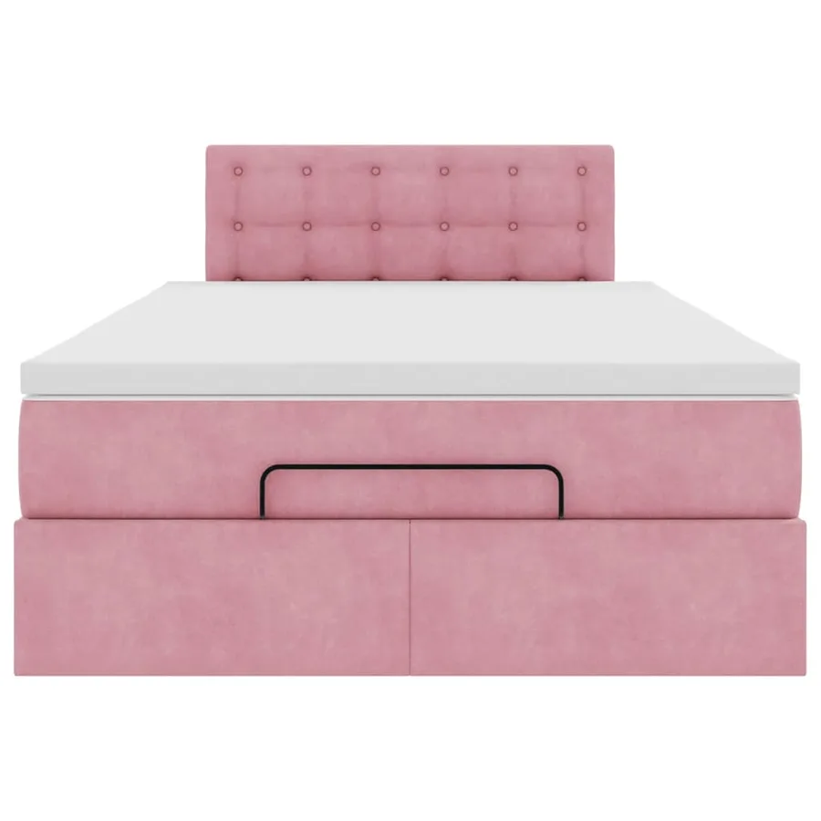 Cadre de lit ottoman avec matelas rose 120x200 cm velours - 7