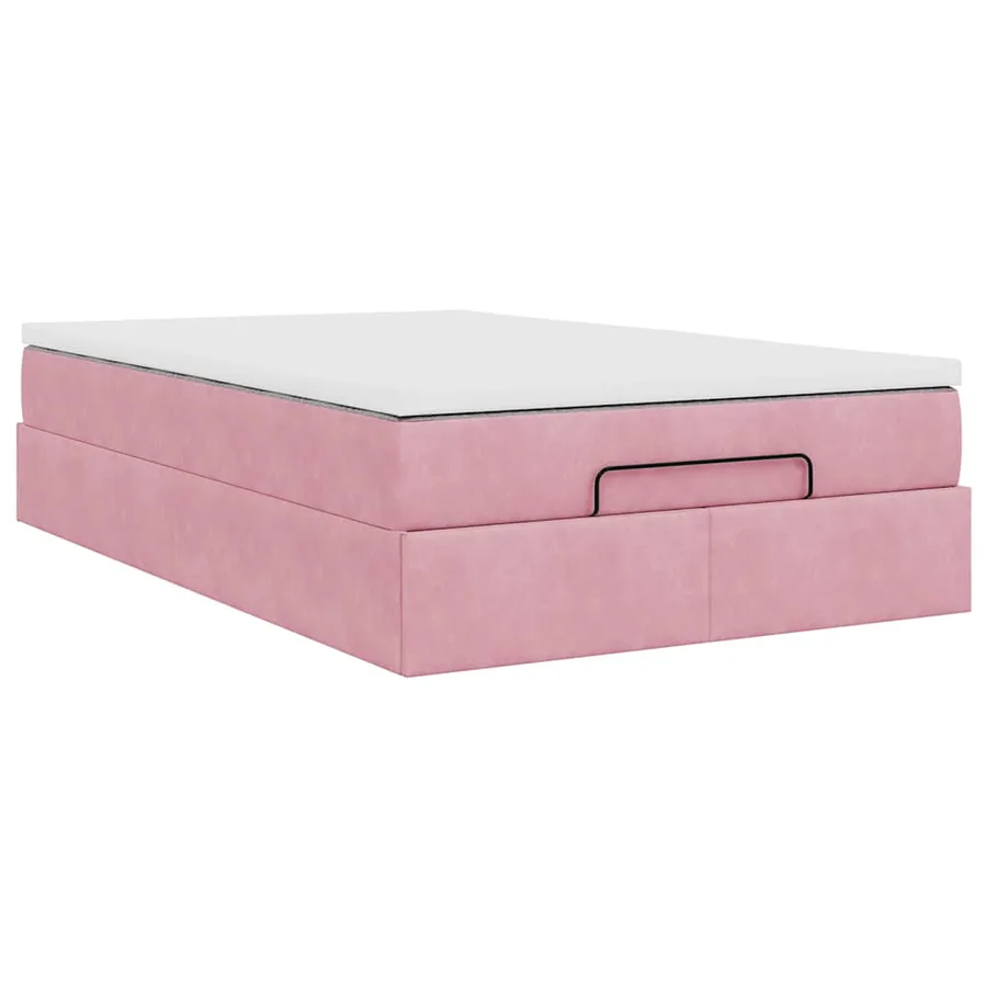 Cadre de lit ottoman avec matelas rose 120x200 cm velours - 10
