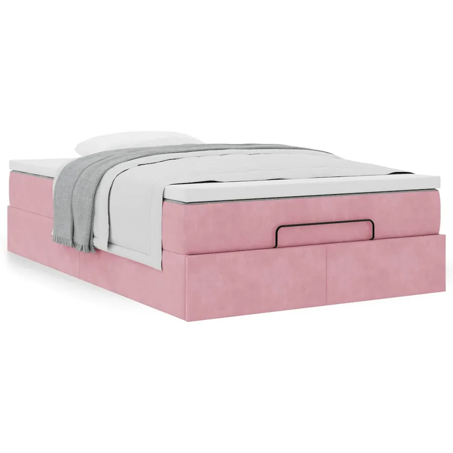 Cadre de lit ottoman avec matelas rose 120x200 cm velours - 4