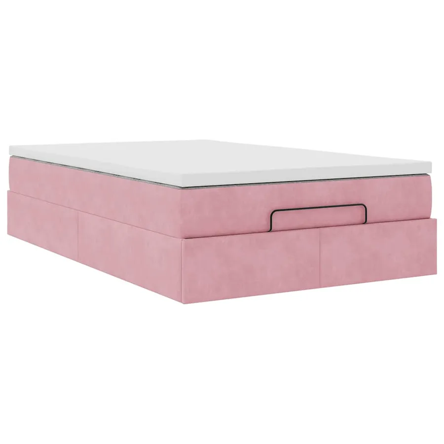 Cadre de lit ottoman avec matelas rose 120x200 cm velours - 6