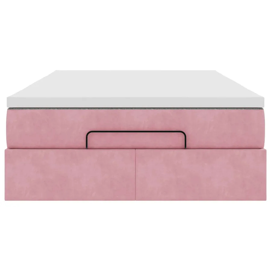 Cadre de lit ottoman avec matelas rose 120x200 cm velours - 7