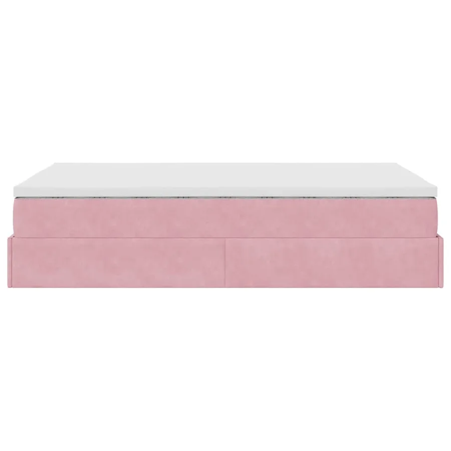 Cadre de lit ottoman avec matelas rose 120x200 cm velours - 9