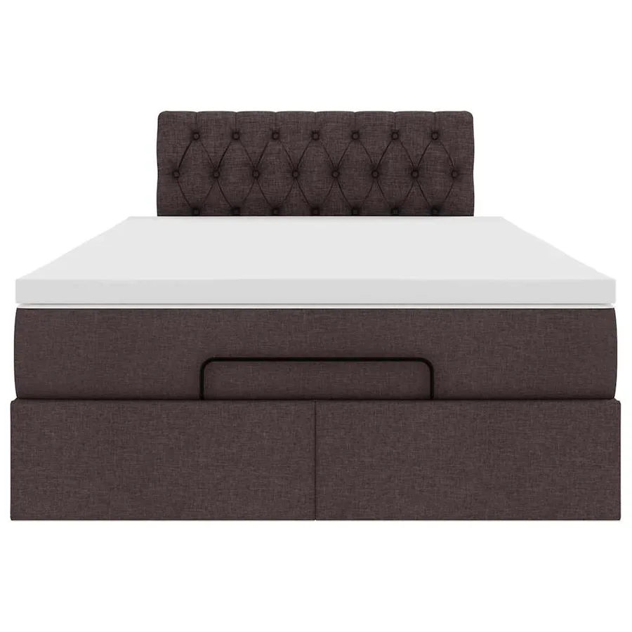 Cadre de lit ottoman avec matelas marron foncé 120x190 cm tissu - 8