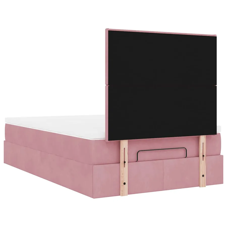 Cadre de lit ottoman avec matelas rose 120x200 cm velours - 10