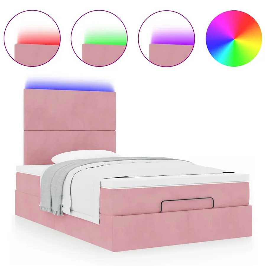 Cadre de lit ottoman avec matelas rose 120x200 cm velours - 5