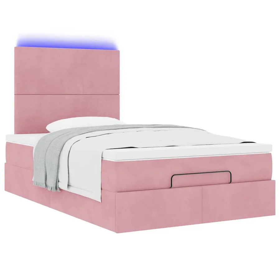 Cadre de lit ottoman avec matelas rose 120x200 cm velours - 6