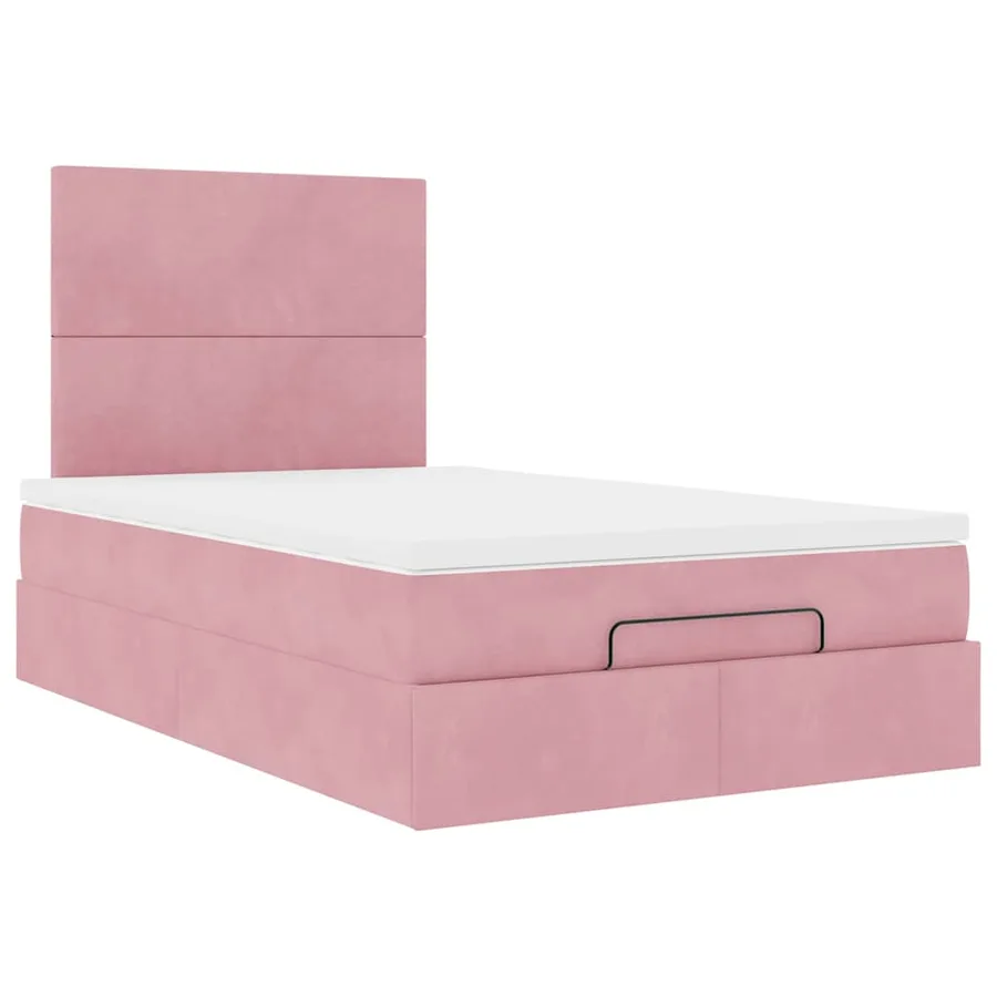 Cadre de lit ottoman avec matelas rose 120x200 cm velours - 7