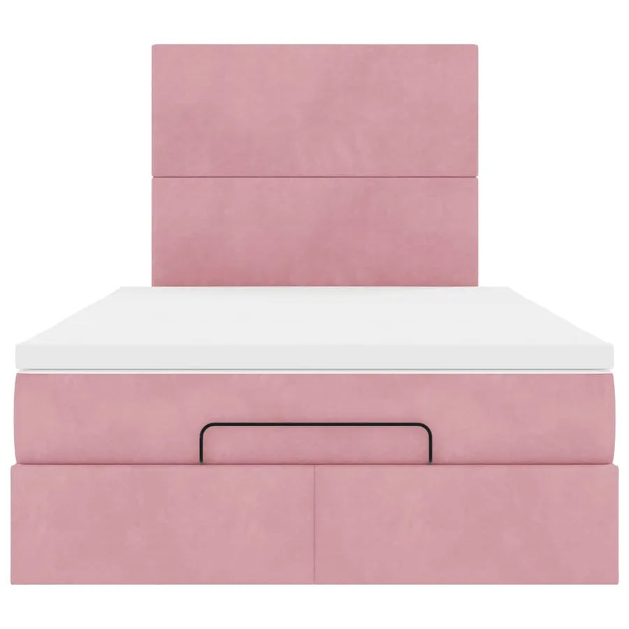 Cadre de lit ottoman avec matelas rose 120x200 cm velours - 8