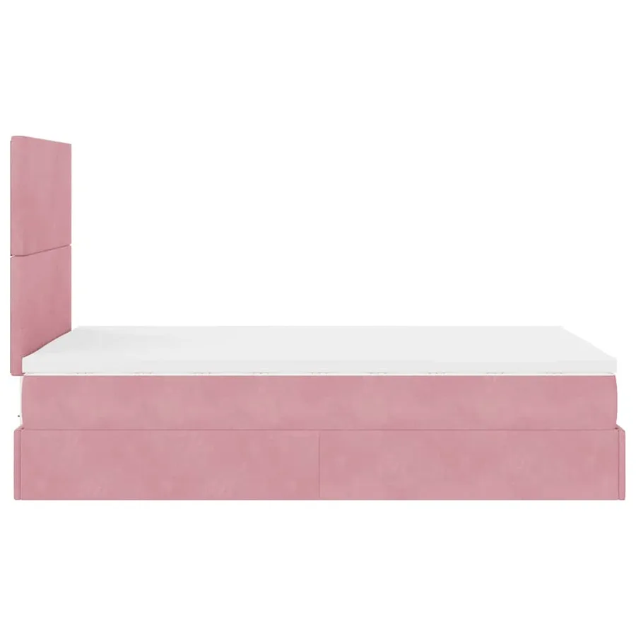 Cadre de lit ottoman avec matelas rose 120x200 cm velours - 9