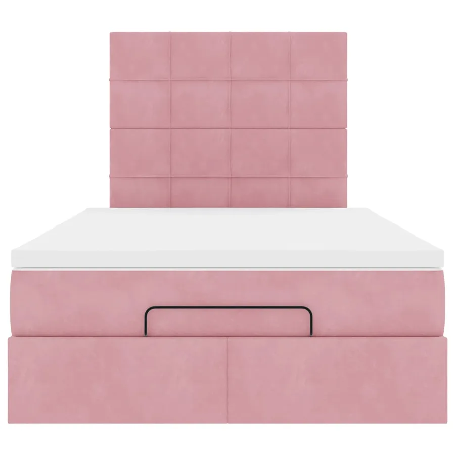 Cadre de lit ottoman avec matelas rose 120x200 cm velours - 7