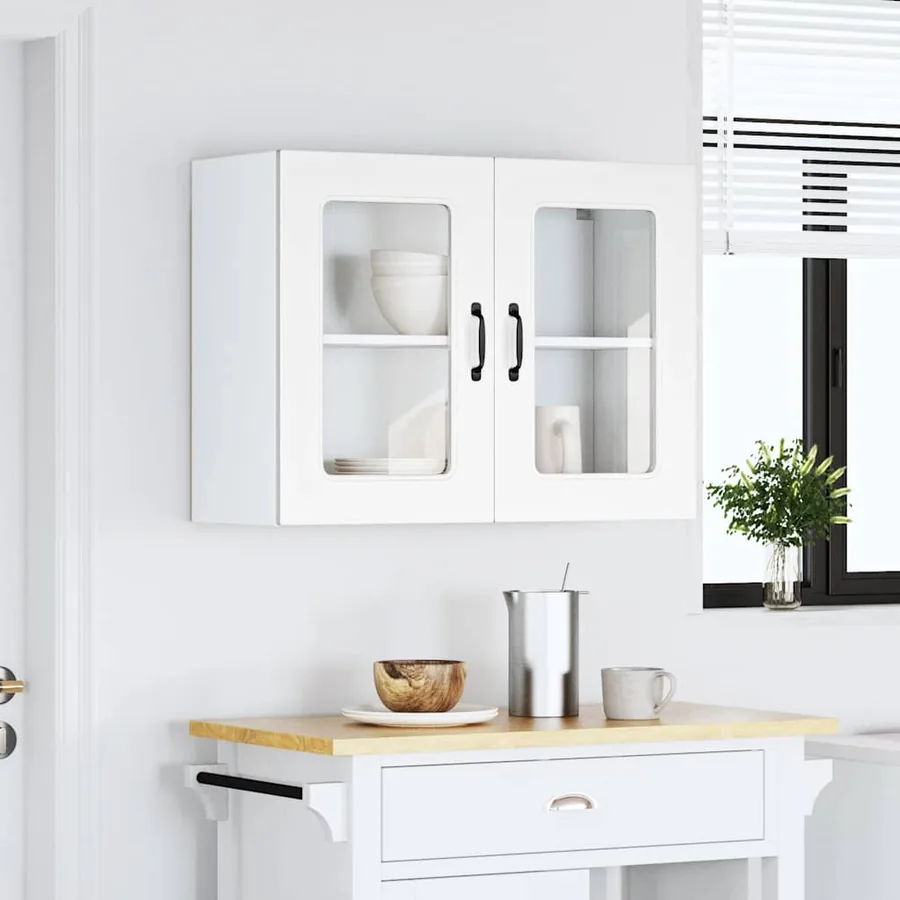 Armoire murale de cuisine avec porte en verre Kalmar blanc